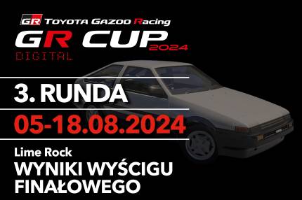 Wyniki wyścigu finałowego - 3. runda TOYOTA GR CUP DIGITAL - Toyota AE86 - Lime Rock